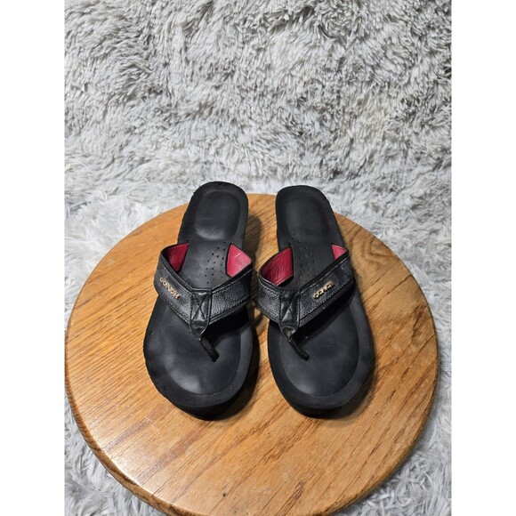 Coach Jolene Womens Size 7.5B Signature Platform Wedge Flip-Flops Sandals - Picture 1 of 11